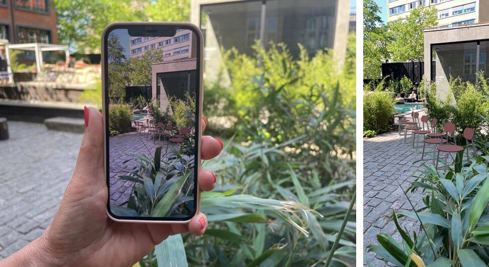 Et billede af en kvinde, der er i gang med at bruge et tool, hvor man kan se byrumsmøblerne i sit miljø